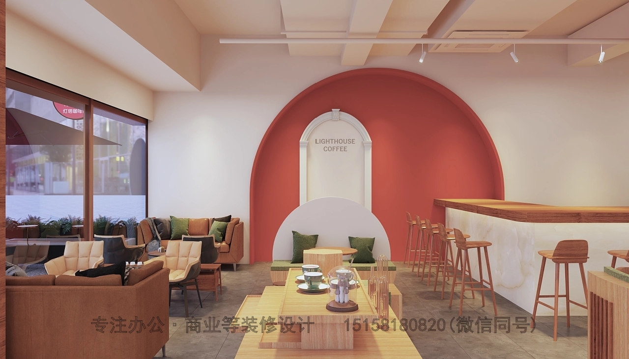 300方咖啡餐饮店装修设计效果图